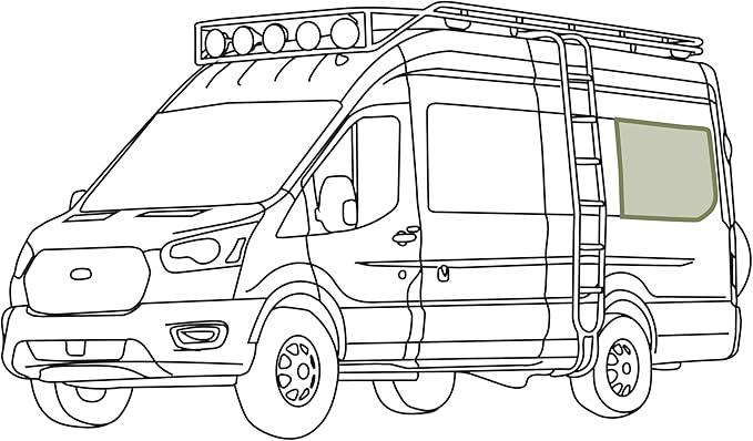 VanEssential Full Plastic Trim Rear Qtr LH (Driver Side) Window Cover Designed for Ford Transit Medium/High Roof 148 Long (Not Extended) Length Van Year 2015 to Current - Charcoal Gray