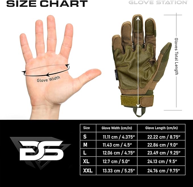 Glove Station Tactical Gloves for Men – Touchscreen Utility Gear with Hard Knuckle Protection Used in Motorcycle, Airsoft, Combat, Police, Shooting & Outdoor Work Green - Hard Knuckle X-Large