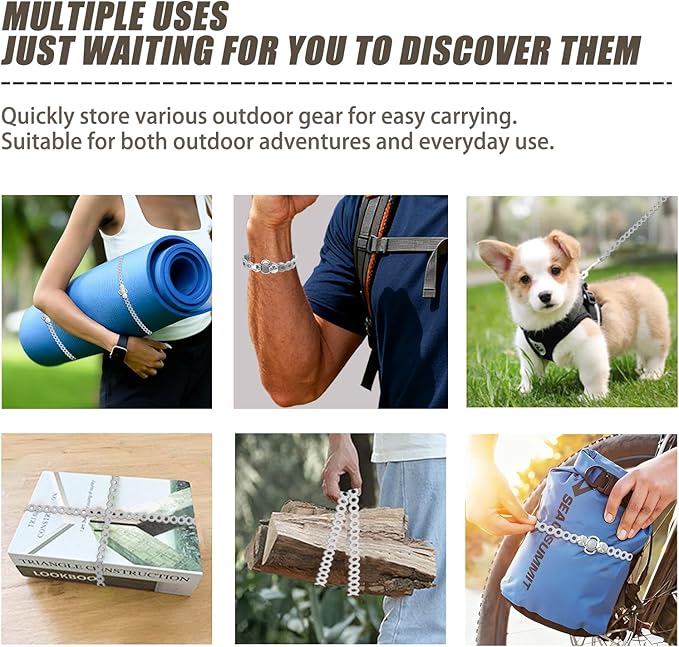 4PC Modular Gear Straps,Flexible Multi-Tool & Wearable Gadget for Everyday Carry, Heavy-Duty Bundling Organizer for Outdoor Adventure, Survival, Camping & Travel (Grey)