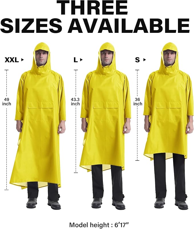 iCreek Hooded Rain Poncho Packable Unisex Raincoat Jacket with Pocket Waterproof Lightweight for Hiking, Camping, Outdoor