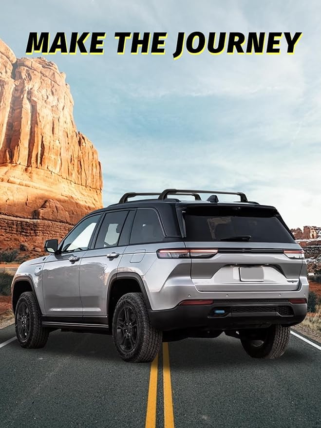 Roof Rack Cross Bars Compatible with Grand Cherokee L 2021-2025 and 2022-2025 Grand Cherokee WL with Anti-Theft Lock, Black Matte Aluminum Anti-Corrosion Crossbars