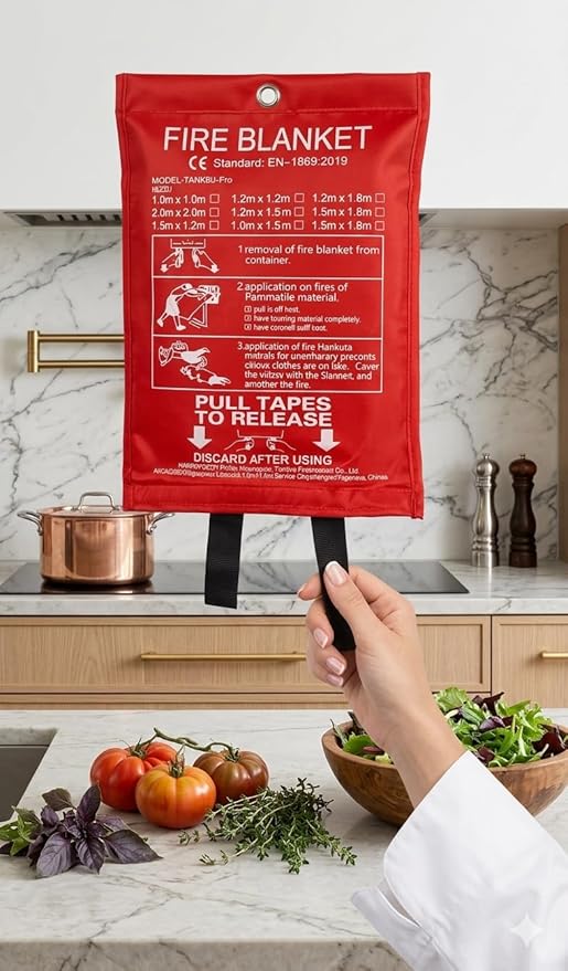 Fire Blankets, 2-Pack 40" x 40"– Emergency Fire Blanket for home & Kitchen Safety – Fire supression, fireproof Blanket for Stove, & Cooking Fires – Fiberglass febric, Heat Resistant Fire Safety Tool