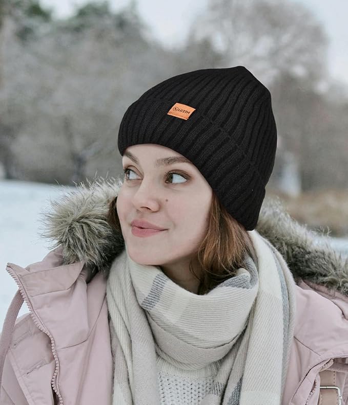 LCZTN Winter Beanie Hat and Touchscreen Gloves Set for Men and Women,Beanie Gloves Set with Warm Knit Fleece Lined