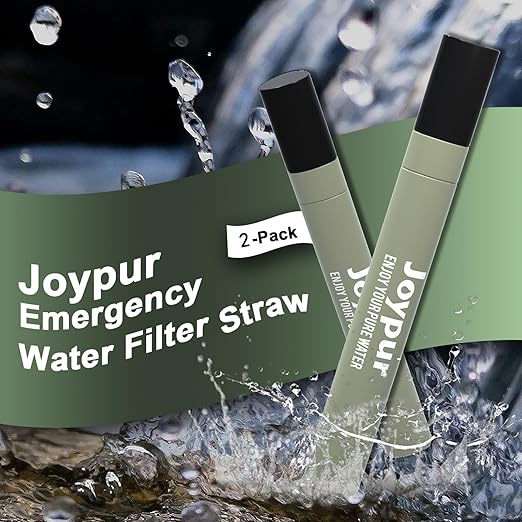 Portable Water Filter Straw Survival,Emergency Water Straw,Water Purification for Essential Camping & Hiking Gear,Biking and Emergency Preparedness(Green*2)