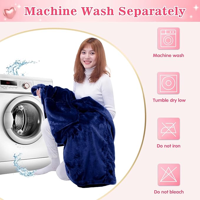 Waitu Wearable Blanket Sweatshirt Gifts for Women and Men, Warm and Cozy Giant Blanket Hoodie, Thick Flannel Blanket with Sleeves and Giant Pocket - Navy