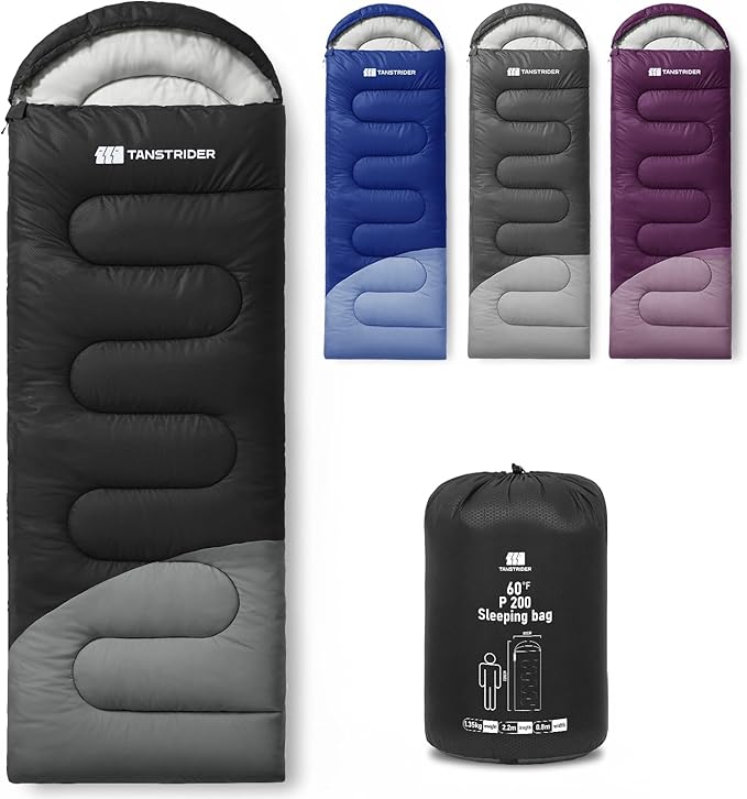 Sleeping Bag for Adults Warm Weather, Compact Lightweight Backpacking Sleeping Bag with Compression Sack, Camping Essentials Gear for Hiking Travel Climbing Outdoor & Indoor Use