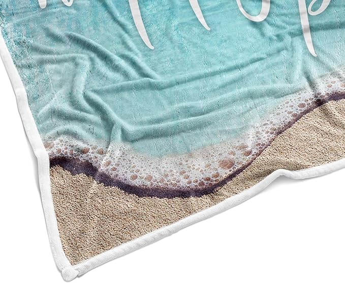 Teal Throw Blanket, Blue Coastal Ocean Beach Throw Blanket for Couch, Bed, Summer Super Cozy Blankets Fuzzy Plush Lightweight Throw Blankets for Sofa, Bed, Living Room