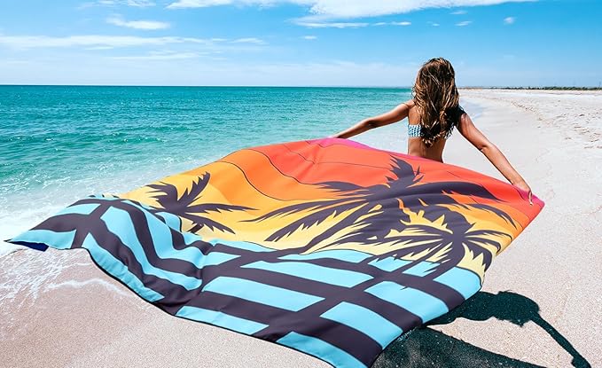 HIHOHO Beach Blanket Waterproof Sandproof Extra Large Beach Mat 79" X 83"/120"x108"for 1-8 Adults Quick Drying Durable Outdoor Picnic Mat for Beach Travel Camping Hiking