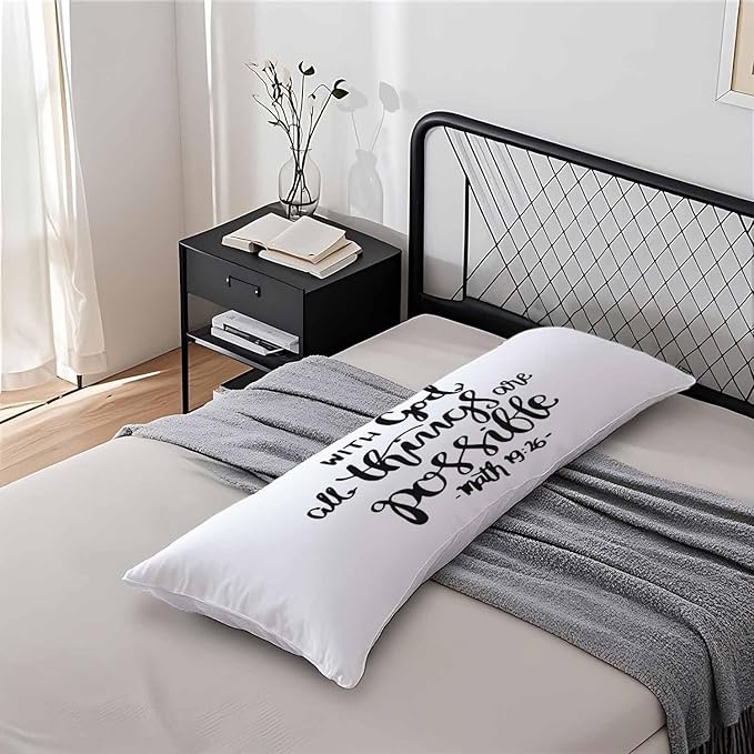 Bible Quote Outdoor Pillows Body Pillow Cover Christian with God All Things are Possible Lumbar Body Pillow Case Body Cushion Covers Body Pillowcases for Bedroom,Couch,Sofa 20"X54"