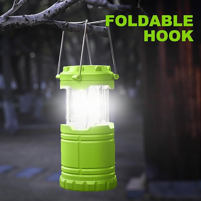 6-Pack Mini LED Green Camping Lanterns, Portable Camping Lights, Outdoor Handled Lamps, Essential Emergency Lights for Power Outages, Hiking, Hurricane