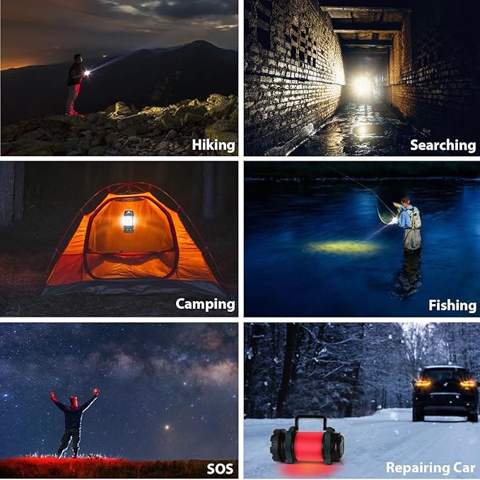 BOBKID 2 Pack Camping Lantern, Outdoor LED Camping Light, Rechargeable Flashlights with 1000LM, 6 Modes, IPX5 Waterproof Portable Emergency Camp Light for Hurricane Survival - Blue