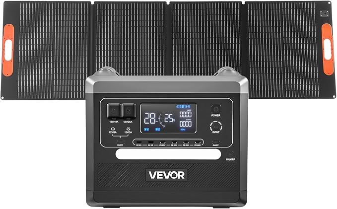 VEVOR Portable Power Station, 2400W Portable Solar Generator with 200W Foldable Solar Panel, 2160Wh Expandable LiFePO4 Battery Backup with 10 Output Ports & Adjustable Input Power for Home Camping RVs