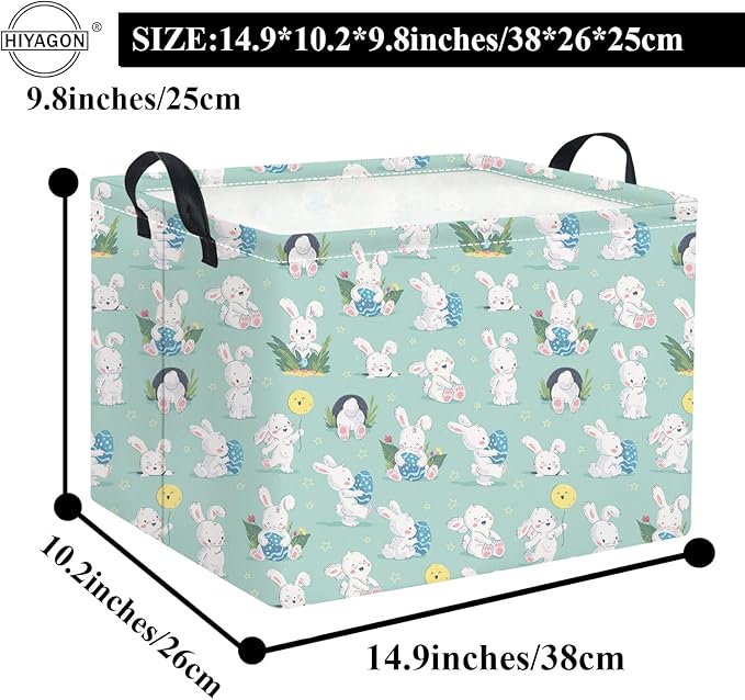 HIYAGON Rectangular Easter Basket for Kids Baby Easter Basket for Boys and Girls Cut Storage Organizer Bin Box Easter Room Decor(Blue Easter Baskets)