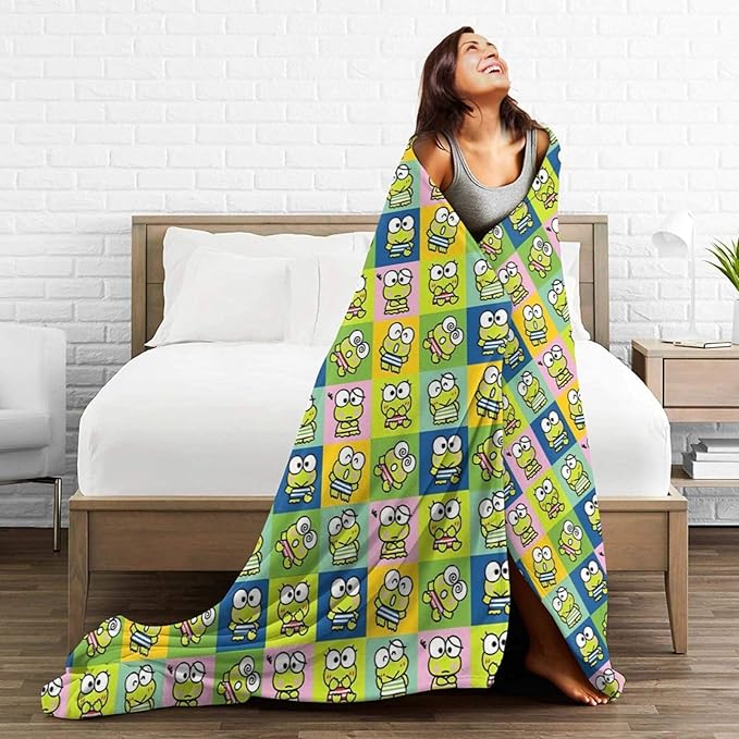 Funny Frog Blanket Cozy Soft Cute Frog Flannel Plush Throw Blanket Warm Fluffy Fleece Bedding Stuff Decor Blanket Gifts for Lover Teens Girls Boys Kids Adults Women 50"x60"