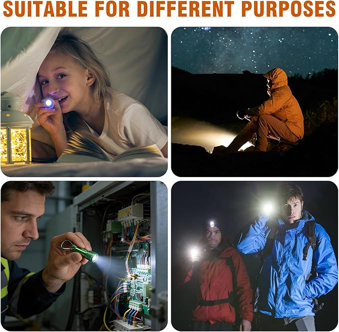 42 Pcs Mini LED Keychain Flashlight with Carabiner Clip, Compact Metal Emergency Light for Camping Hiking Cycling Survival Kits
