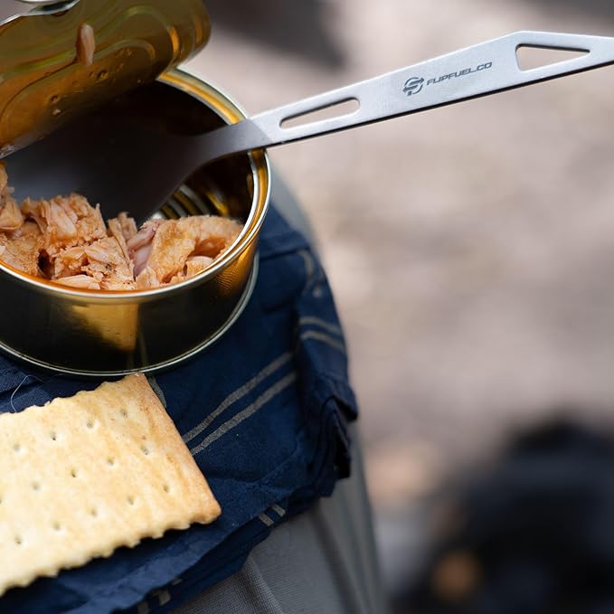 FlipFuel Titanium Spork – Ultralight Backpacking & Camping Utensil, Reusable Travel & EDC Spork with Multi-Function Hook