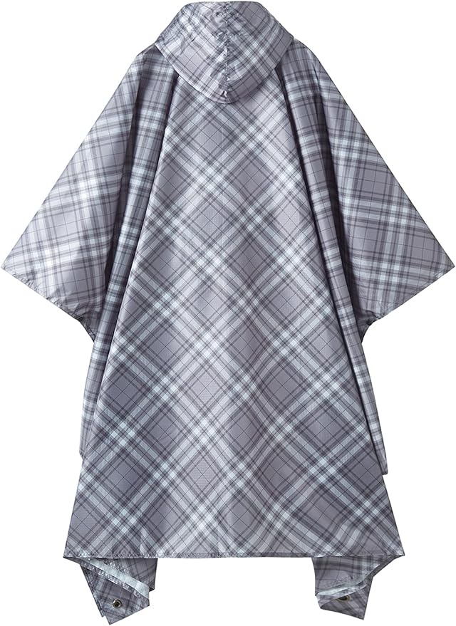 PTEROMY 3-in-1 Hooded Rain Poncho for Adult with Pocket, Waterproof Lightweight Unisex Raincoat for Hiking Camping Emergency