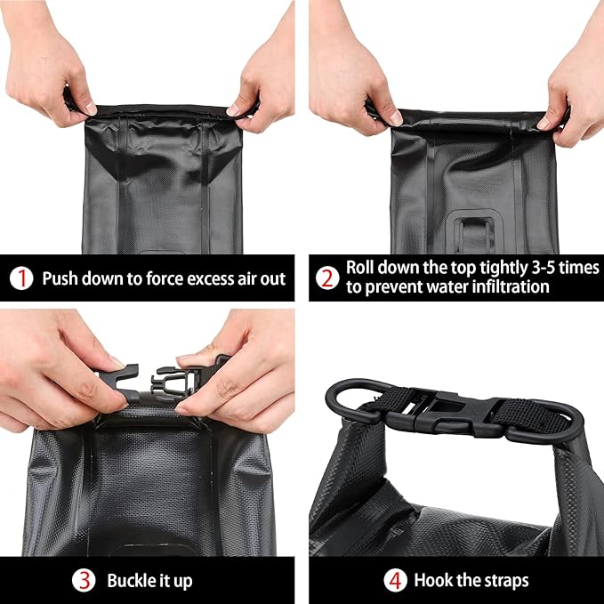 Boat First Aid Kit Waterproof, WELL-STRONG Marine Emergency Kit with Roll Top Dry Bag for Boating Fishing Kayaking – Water-Resistant Contents for Camping & Beach(Black)