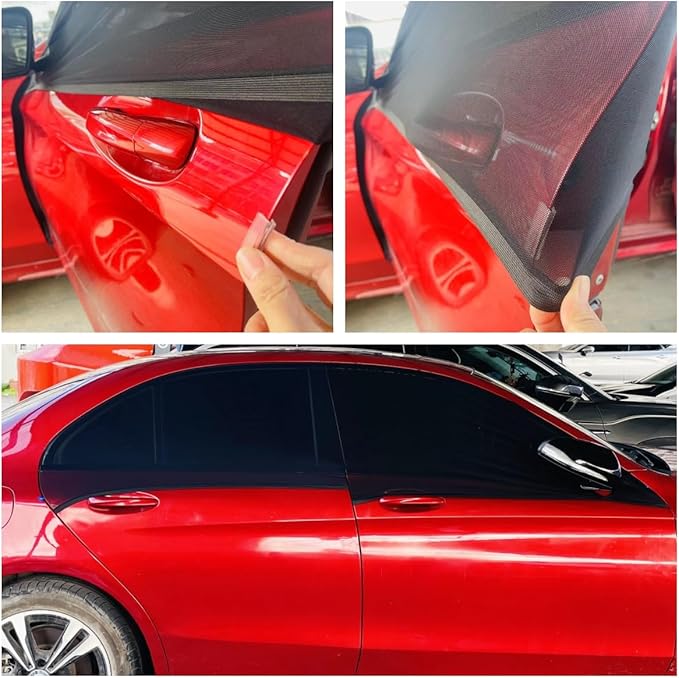2Pack car Side Window sunshades,Premium Rear Privacy Screens for Sedans,Double Layer Breathable Elastic Spandex mesh,Bug Insect Protection,Outdoor Camping Travel Essential(Max43.5 * 30.5")