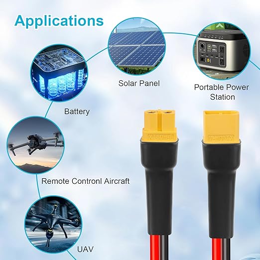 10AWG 100FT XT60 Extension Cable 2 3 5 10 15 20 25 30 35 40 50 75 100FT XT60 Female to Male Connector for Portable Power Station Solar Panel RC Battery