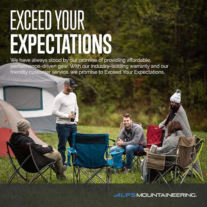 ALPS Mountaineering King Kong Camping Chairs for Adults with Mesh Cup Holders and Pockets, Built Durable and Reliable with Compact Foldable Steel Frame, Charcoal/Citrus