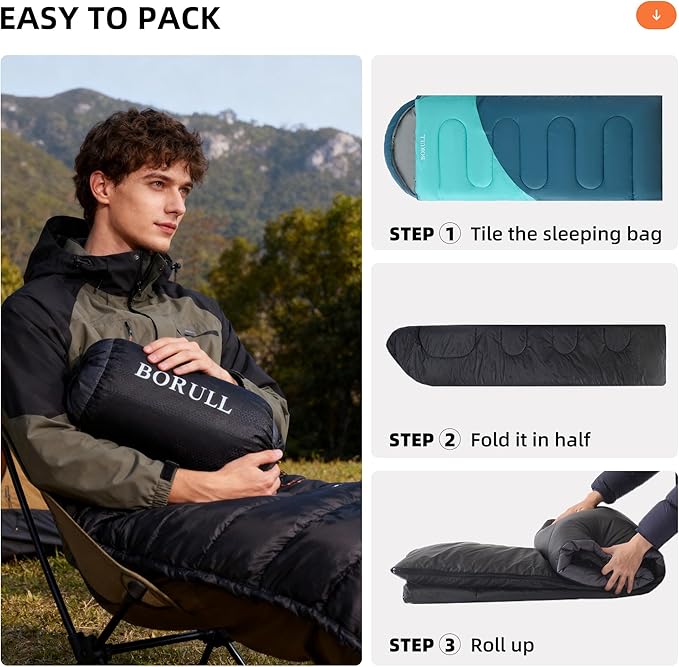 Sleeping Bags for Adults Cold Warm Weather,Backpacking Compact Lightweight Camping Sleeping Bag with Compression Sack for Kids,Camping Essentials Gear for Hiking,Travel,Climb,Outdoor, Indoor