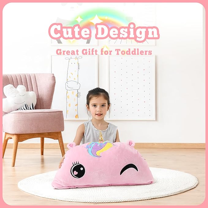 Kids Sleeping Bag, Plush Toddler Slumber Bag 2-in-1 Pillow, Soft Sleeping Bag, Nap Mats for Preschool,Daycare,Travel,Gift, Ages 3-12