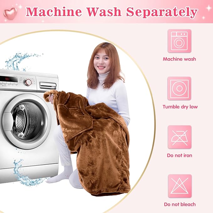 Waitu Wearable Blanket Sweatshirt Gifts for Women and Men, Warm and Cozy Giant Blanket Hoodie, Thick Flannel Blanket with Sleeves and Giant Pocket - Camel