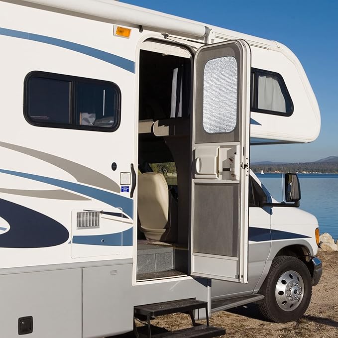 Frienda Rv Window Reflective Insulation Roll 23.6inch*15ft Double Aluminum Foil Heat Bubble Thermal Window Shade Door Cover Blackout for Garage Roof Travel Camper Skylight Shield