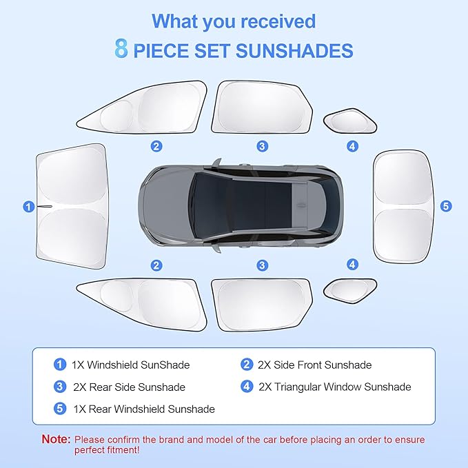 8pcs Car Window Shades for Lexus RX 2023-Present Accessories RX350/RX 450h,Windshield Side Rear Full Sunshade,Sun Visor UV Blocking, Privacy Protection and Blackout for Camping Outdoor