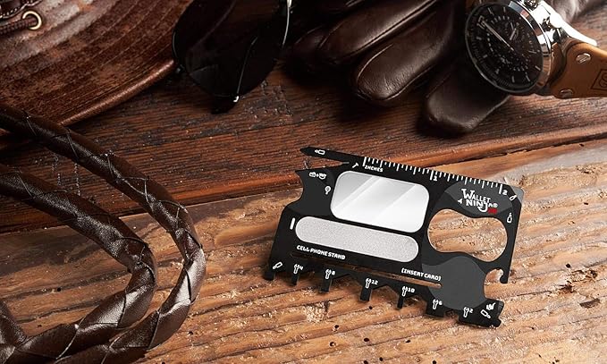 Wallet Ninja 2.0 (Advanced 20-in-1 Multitool, Now With Mirror + Nail File) Available in Black