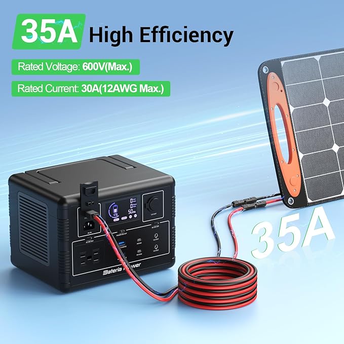 Bateria Power 10FT 10AWG Solar Connector to XT60 Adapter Extension Cable, Solar Panel to XT60 Charge Extension Cable for RV Foldable Solar Panel, Portable Power Station, Solar Generator (1PCS)