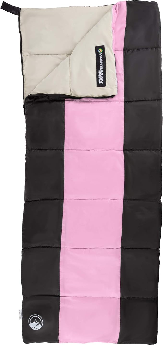 Lightweight Sleeping Bag - Carrying Bag with Compression Straps Included - for Adults, Kids, Camping, Backpacking, and Sleepovers by Wakeman Outdoors