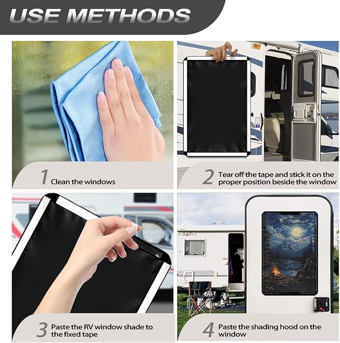 RV Door Window Shade Cover, RV Door Window UV Protective Cover, Foldable Travel Trailer Motorhome Rv Screen Door Protector, Camping Pattern