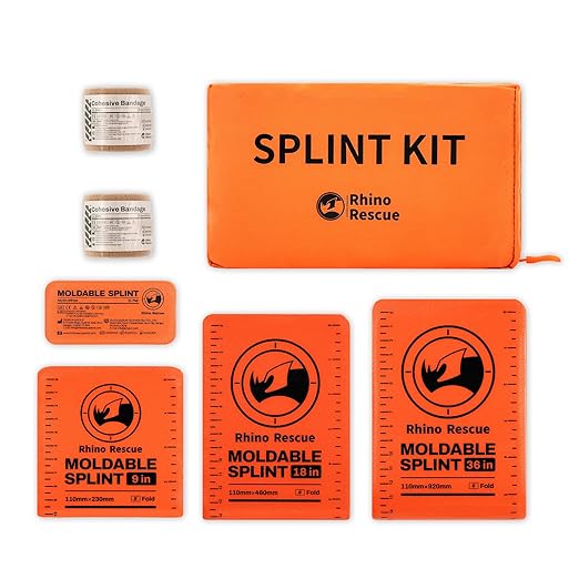 RHINO RESCUE First Aid Splint 36" X 4.3" Orange-Gray, Keep Bones in Position (6, Splint Bundle)