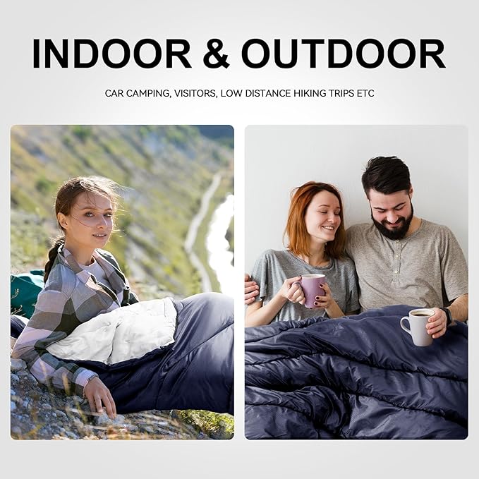 Sleeping Bags for Adults Cold Weather & Warm,Backpacking Camping Sleeping Bag for Tall Girls Boys,Lightweight,Compact,Waterproof Camping Gear for Traveling,Hiking,Hotel,Outdoor & Indoor