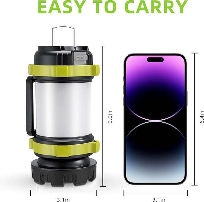 AlpsWolf Camping Lantern Rechargeable , Alpswolf Camping Flashlight 4000 Capacity, 6 Modes, IPX4 Waterproof, Led Lantern Camping, Hiking, Outdoor Recreations (2pack-Green)