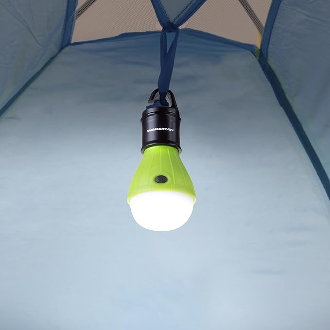 2-Pack of Portable LED Tent Light Bulbs - Indoor/Outdoor Hanging Lights with Three Settings - for Camping, Hiking, and Emergencies by Wakeman (Green)