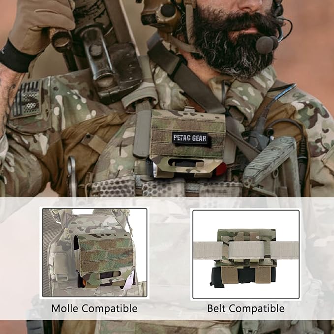 PETAC GEAR Tactical Ifak Pouch,Molle First Aid Micro Trauma Kit Military,Belt Medical Survival Pouches.(Bag Only)