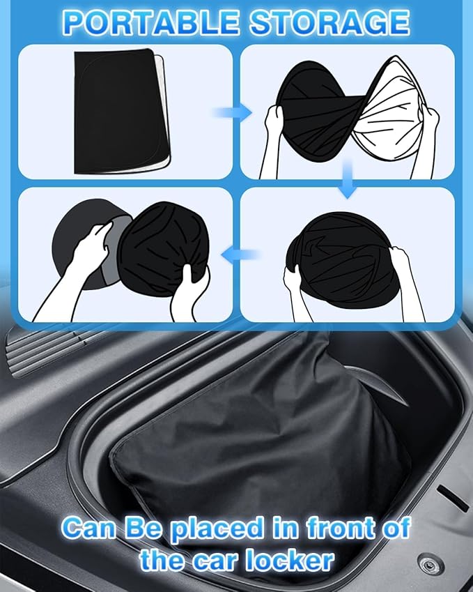 New Upgraded Window Shades for Tesla Model Y 2020-2025 Sun Protection UV-Resistant Fabric All-Round Sunshade Convenient Rest Accessories for Model Y Windshield Side Rear Silver & Black Full Set 8PCS