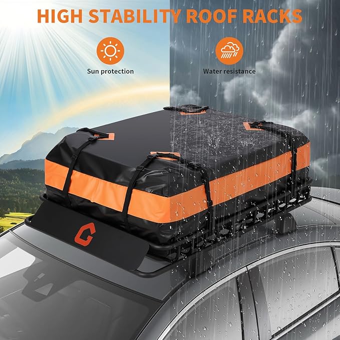 GarveeLife 51’’x36’’ Roof Rack Basket,Heavy Duty Universal Car & Truck Cargo Carrier with Net and Waterproof Cargo Bag, Luggage Holder with Extension for Universal,200 LB Capacity