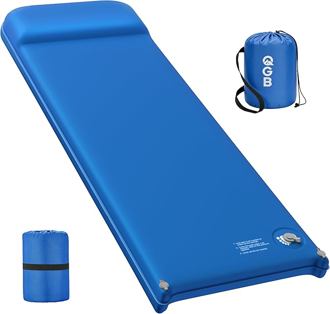 Memory Foam Camping Sleeping Pad, Foldable and Portable Self-Inflating Camping Mattress Pad, 9.5 R-Value Insulated & Quiet Sleeping Mat with Pillow, Compact for Backpacking Hiking Car Traveling Tent