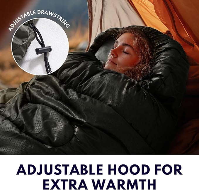 Sleeping Bags for Adults Cold Weather & Warm,Backpacking Camping Sleeping Bag for Tall Girls Boys,Lightweight,Compact,Waterproof Camping Gear for Traveling,Hiking,Hotel,Outdoor & Indoor