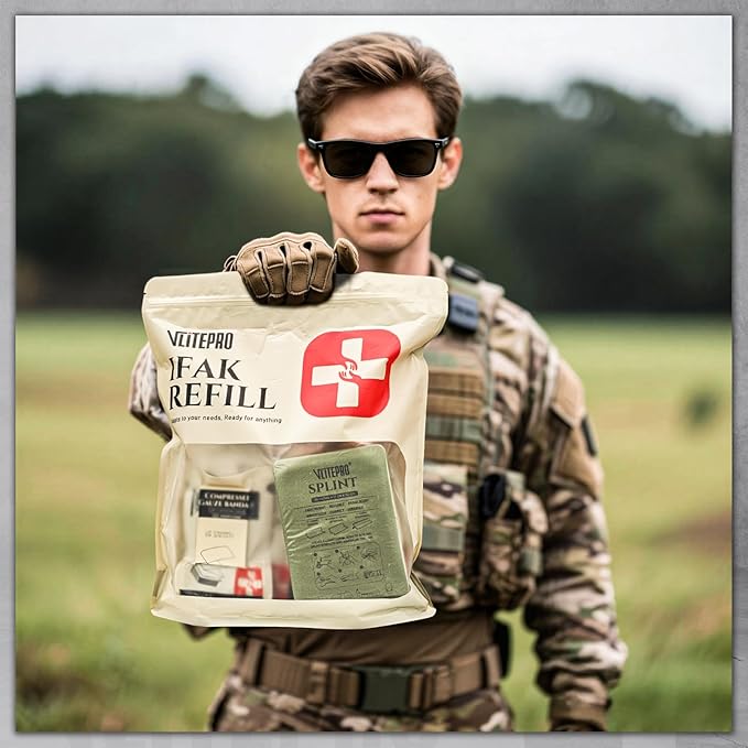 19PCS IFAK Trauma Kit, First Aid Kits Refill Supplies with Tourniquet, Emergency Trauma Bandage, Non-Vented Chest Seal, Emergency Medical & Survival Kit for Bleeding Control, Car & Camping