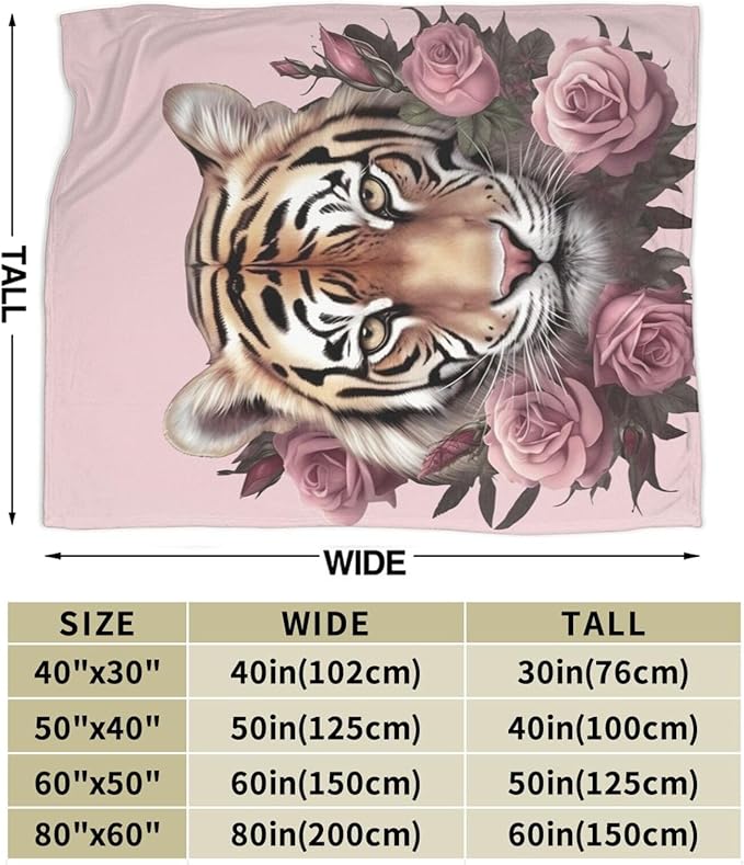 Tiger Blanket Soft Warm Tiger Fleece Plush Throw Blanket Tiger Gifts for Tiger Lover Cozy Flannel Bedding Tiger Animal Stuff Decor Blanket for Girls Boys Kids Adults Women 50"x60"
