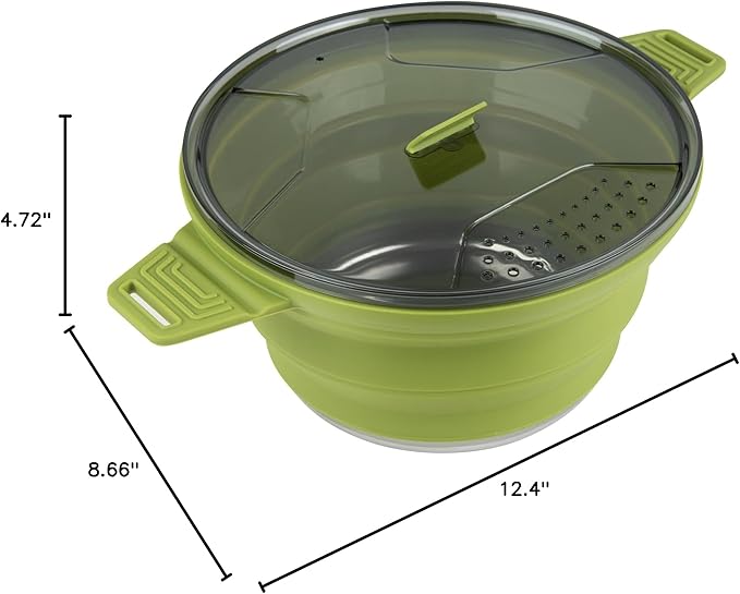 Restaurantware-Hi Tek 2.5 Liter Collapsible Camping Pot, 1 Portable Cook Pot - With Lid, Stainless Steel Bottom, Silicone Camping Cookware, For Travel Or Outdoor Hiking- Restaurantware