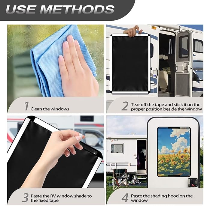 RV Door Window Shade Cover, Sunflower RV Door Window UV Protective Cover, Travel Trailer Motorhome Rv Screen Door Protector, RV Accessories