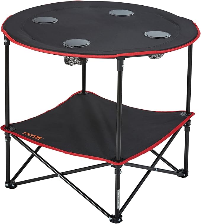 VEVOR Folding Camping Table, Outdoor Portable Fold Up Lightweight Side Table for BBQ, Tailgating, Picnic, Travel, Hiking, Fishing