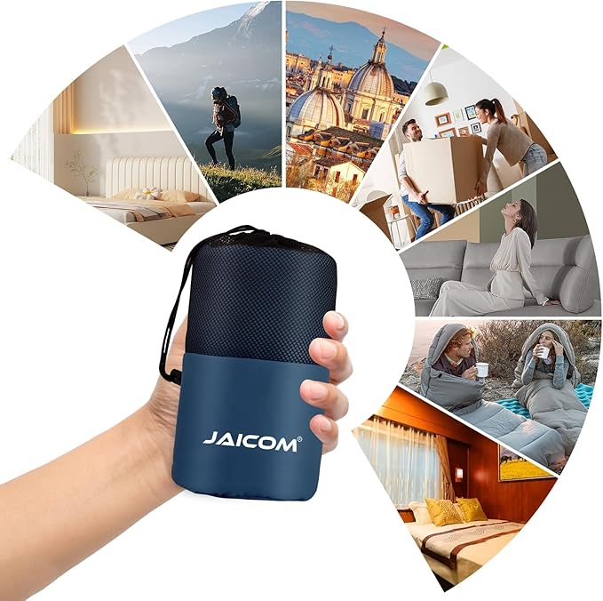 JAICOM Sleeping Bag Liner, Travel Sheets & Adult Sleep Sack, Ultralight and Portable Summer Sleeping Bag - Ideal for Backpacking, Hotels and Hostels, Business Trips, Camping