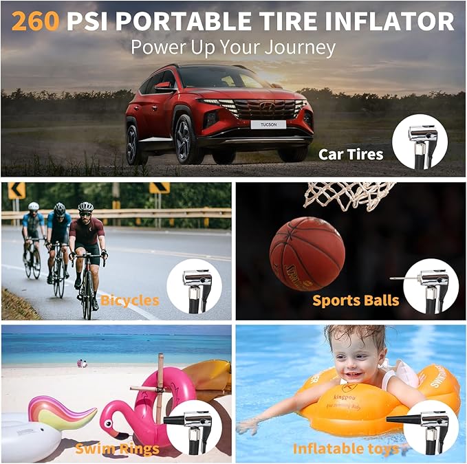 2000A Peak Jump Starter with Air Compressor, Portable Power Station with 400W Inverter, 12V Car Battery Booster for 8.5L Gas/Diesel Engines